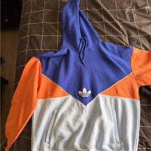 adidas Colorblock Hoodie in Blue, Orange & Light Gray